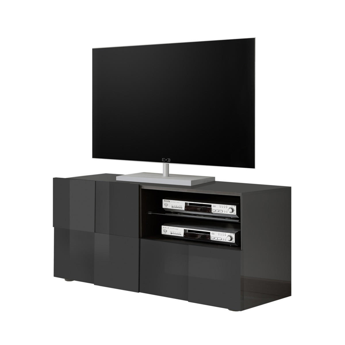 TV-MÖBEL klein 1 Tür und 1 Schublade L121 cm - Dama - Anthrazit, Holzwerkstoff (42/57/121cm) - Calicosy