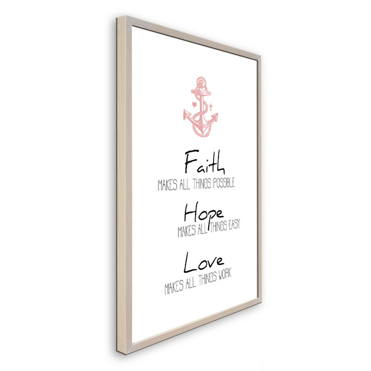 BILD mit Rahmen 51x71 cm Spruch: Faith Hope Love - Beige, Holz (51/71cm) - artissimo