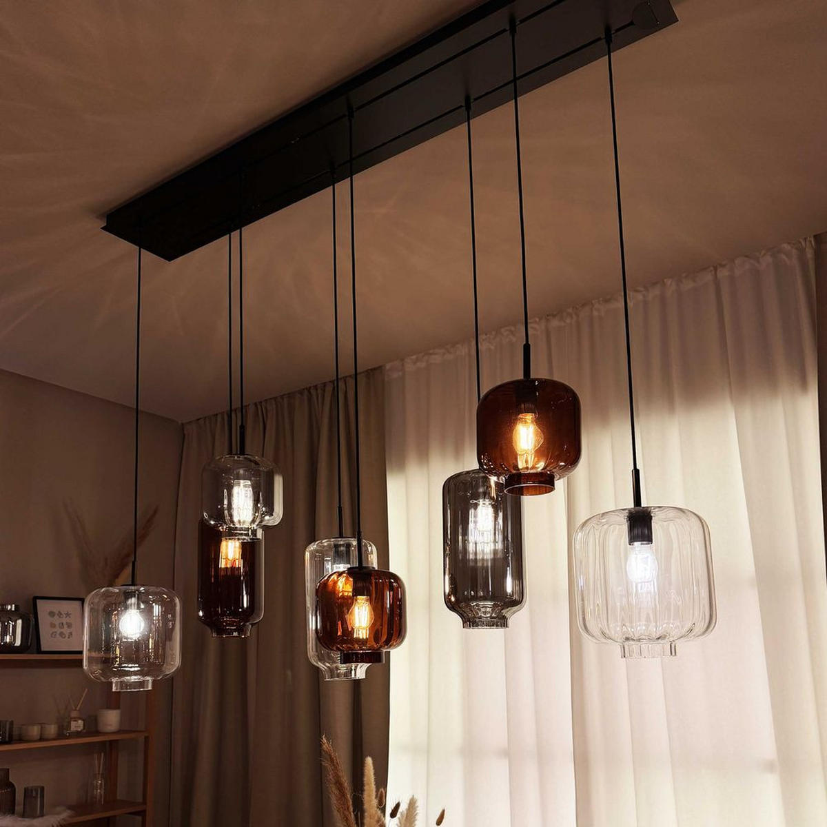 HÄNGELAMPE Velo 1.5m Abhängung Braun Ø 20cm - Braun, Glas (20/20/20cm) - s.luce