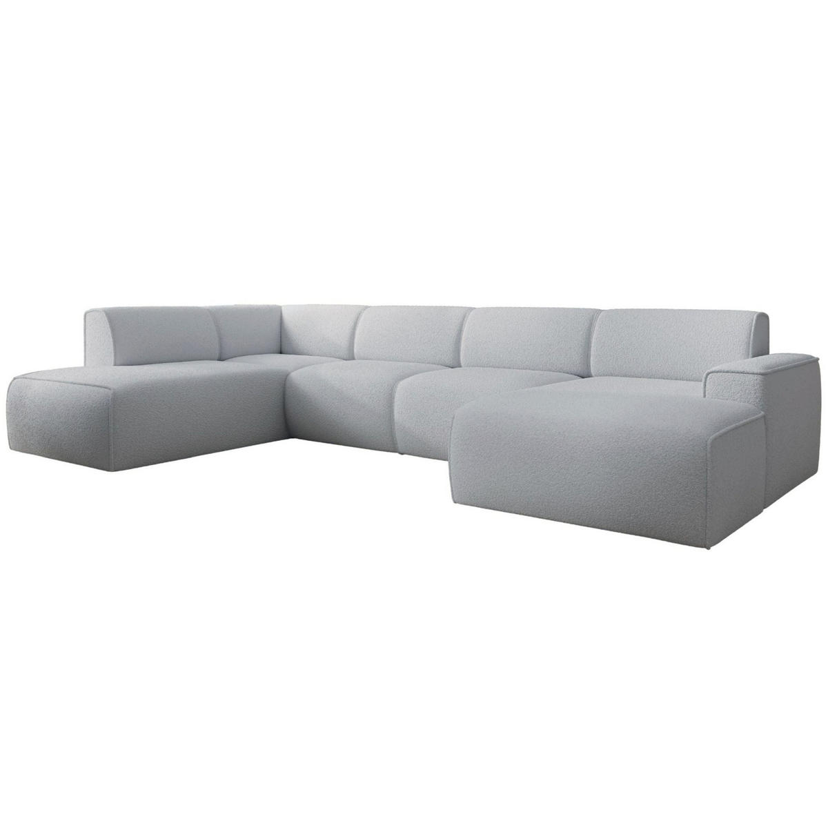 WOHNLANDSCHAFT Bouvi Hellgrau links - Hellgrau/Schwarz, Kunststoff/Textil (378/220cm) - Selsey