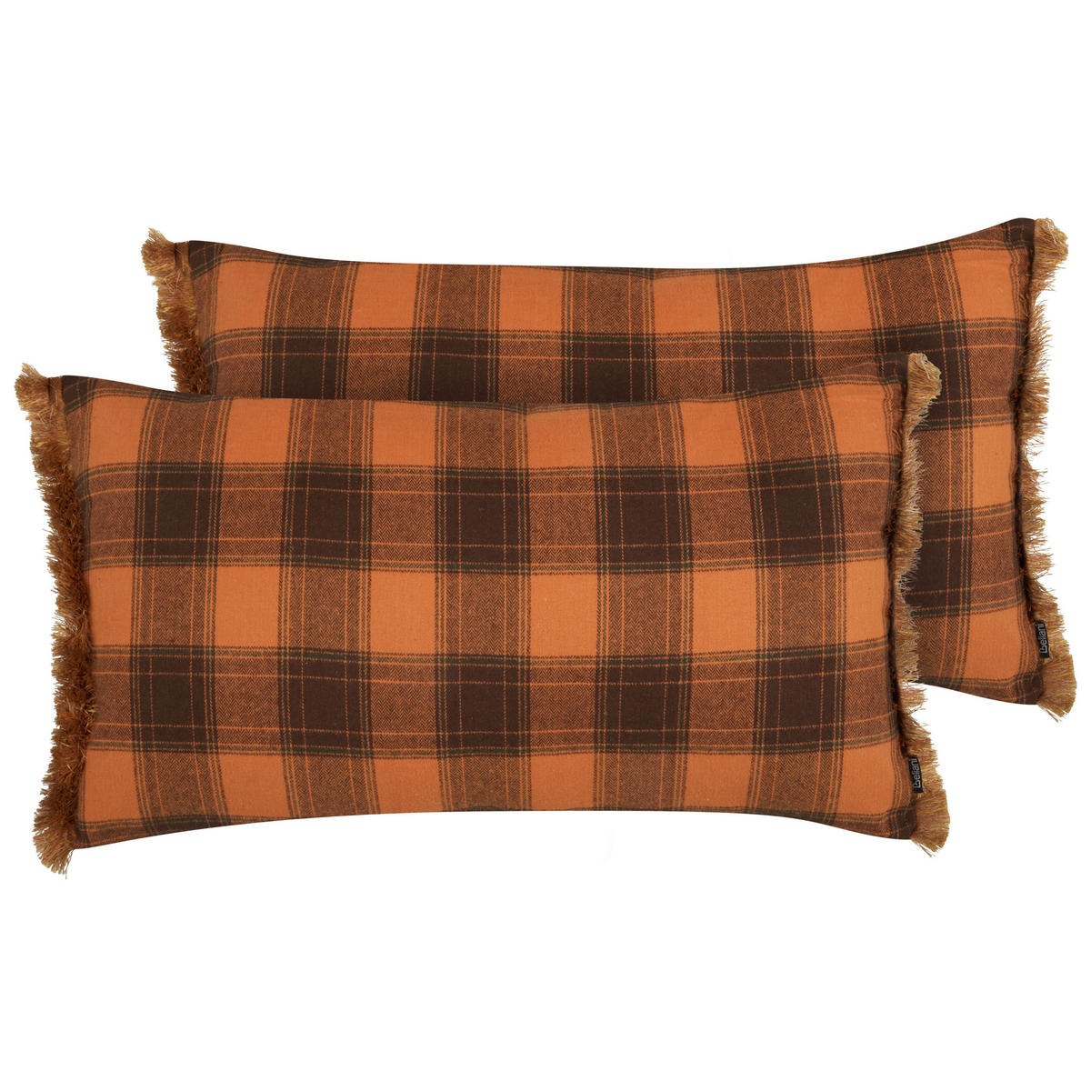 DEKOKISSEN 2er-Set Orange 40/70 cm Barja - Schwarz/Orange, Textil (70/40cm) - Beliani