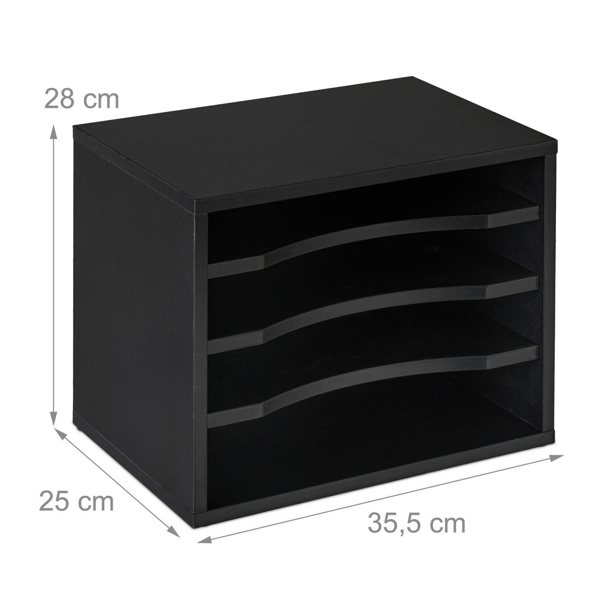 UKLADANIE dokumentov - čierna, kompozitné drevo (35.5/28/25cm) - Relaxdays