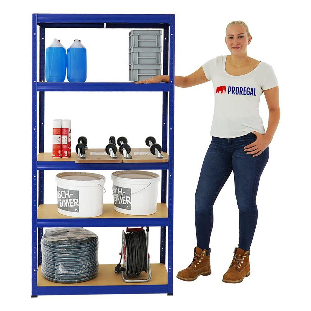 SCHWERLASTREGAL Slim Elephant S 180x90x45 cm 5 Ebenen Fachlast 350 kg Blau - Blau, Metall (90/180/45cm) - PROREGAL