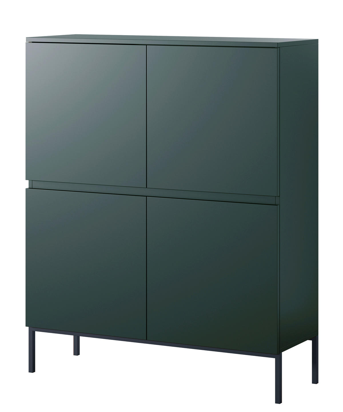 HIGHBOARD Bemmi Dunkelgrün mit Metallbeinen 100 cm - Dunkelgrün/Schwarz, Holzwerkstoff/Metall (100/122/35cm) - Selsey
