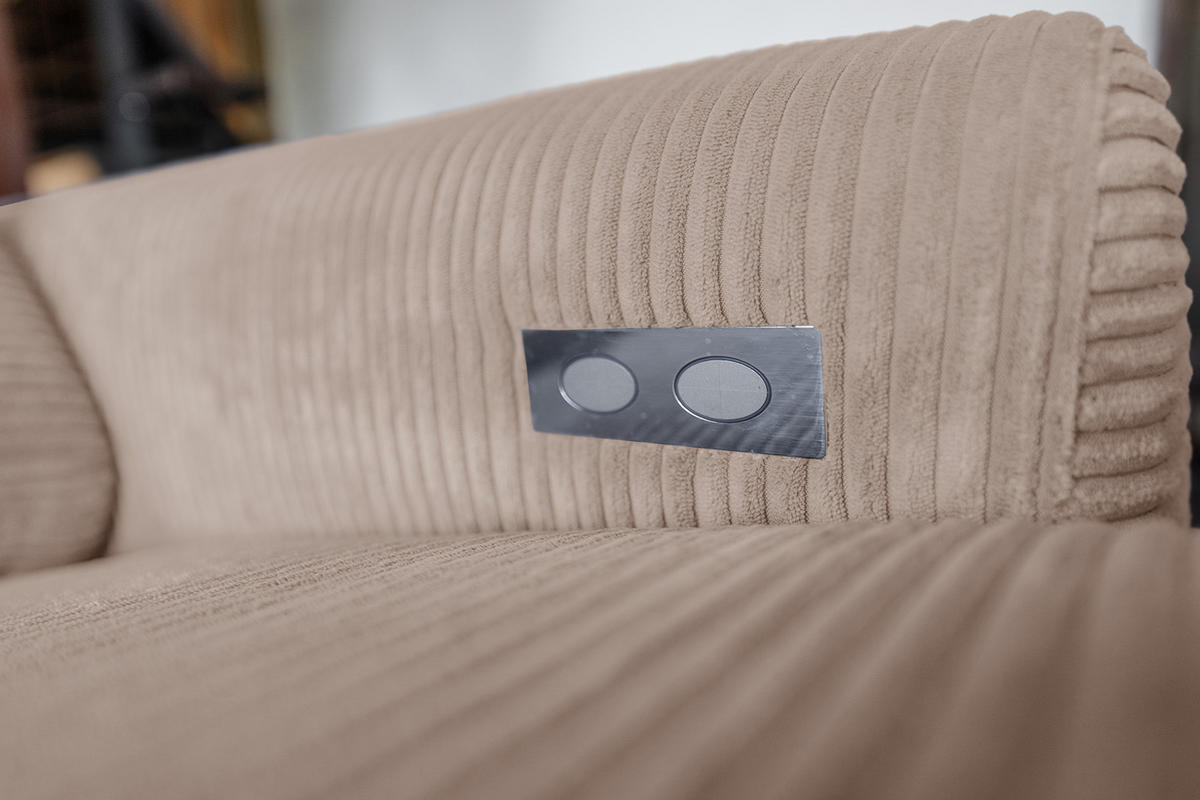 ECKSOFA LAISKA Taupe Cord - Taupe/Schwarz, Textil/Metall (282/177cm) - KAWOLA