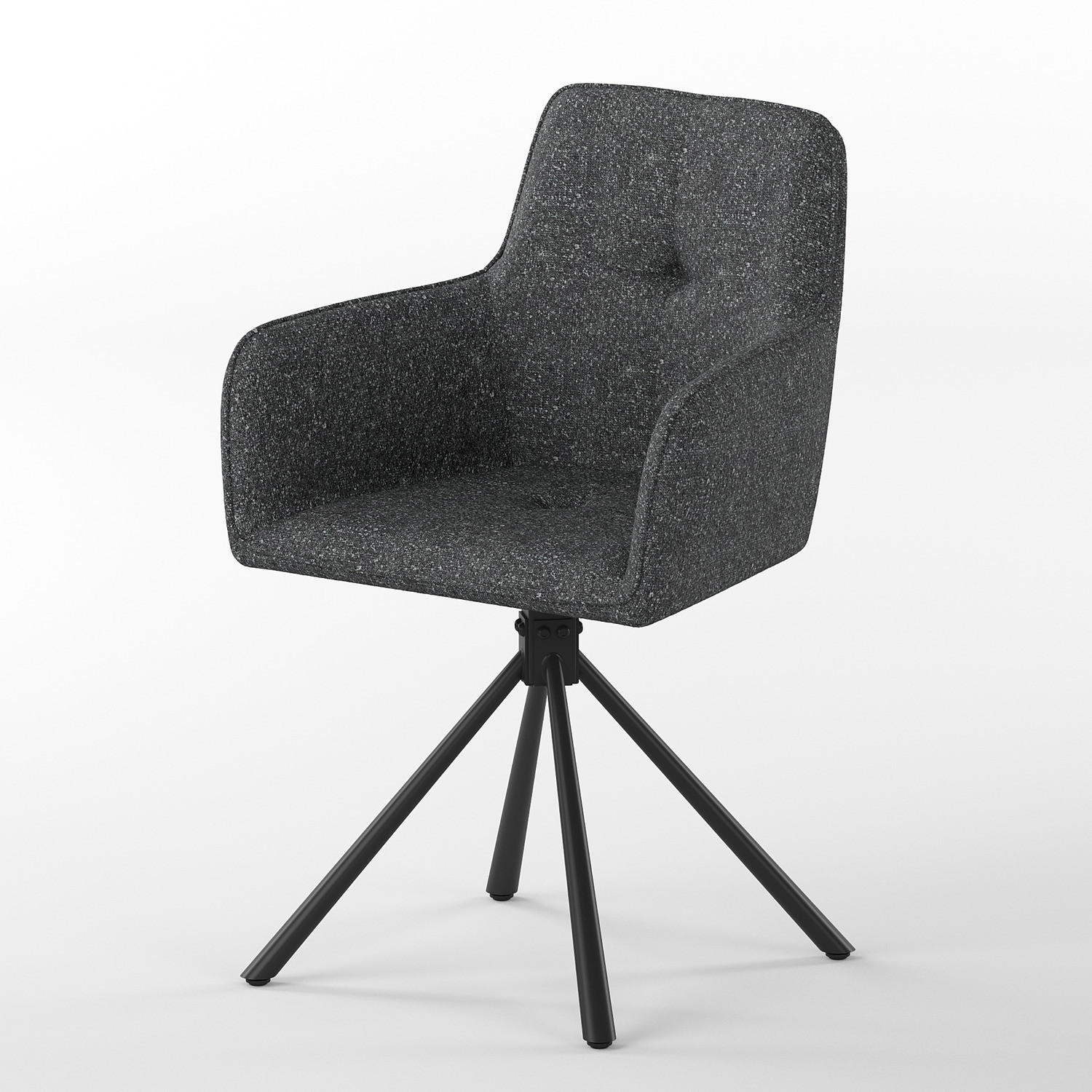 GARTENSTUHL - 2er-Set - Stahl - Schwarz / Grau - Schwarz/Grau, Textil/Metall (61/86/61cm) - home24