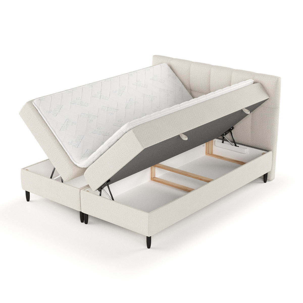 BOXBETT Arlette Beige 160/200 cm - Beige/Schwarz, Holz/Holzwerkstoff (160/200cm) - Maison de Reve