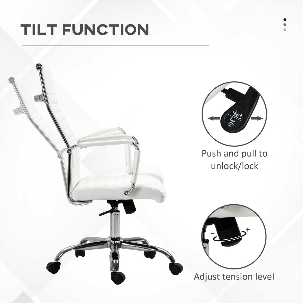 BÜROSTUHL Drehstuhl Chefsessel höhenverstellbar Kunstleder Schaumstoff Weiß - Weiß, Leder (62/114/54cm) - Vinsetto
