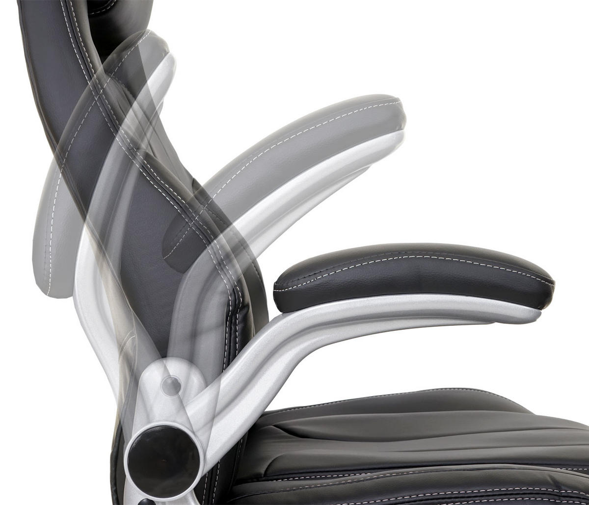 DREHSTUHL HxBxT 128x68x80cm Sitzhöhe 48cm Kunstleder Schwarz - Schwarz, Kunststoff (68/128/80cm) - PROREGAL