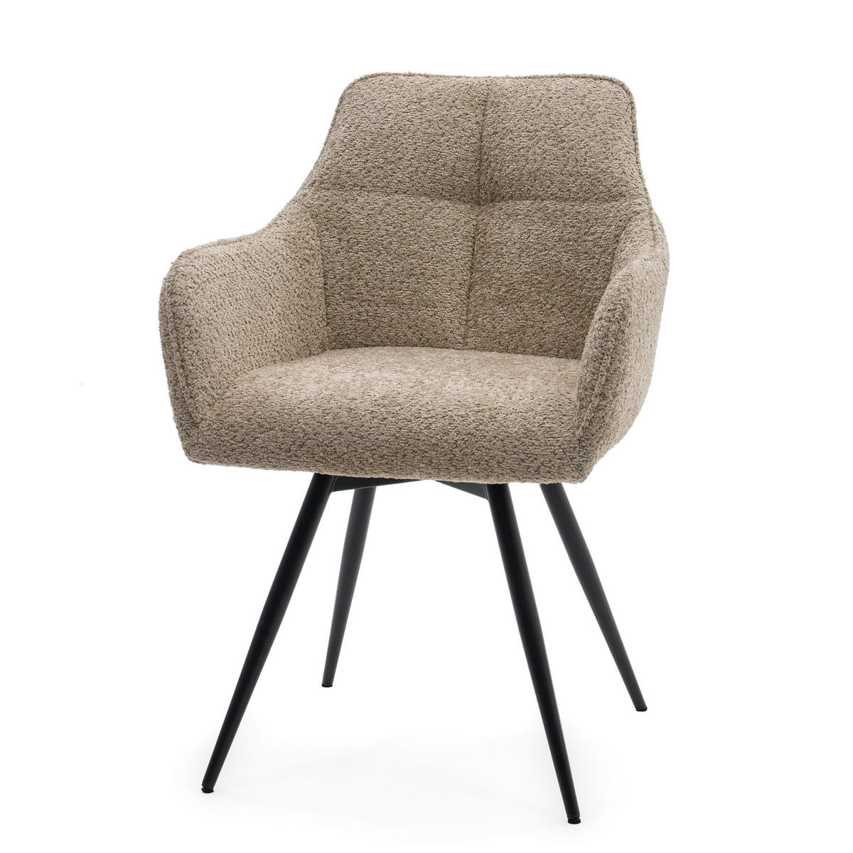 STUHL QUATTRO drehbar gepolsterter mit Steppung - beige - Boucle - Beige/Schwarz, Textil/Metall (58/86/60cm) - NEW HOME