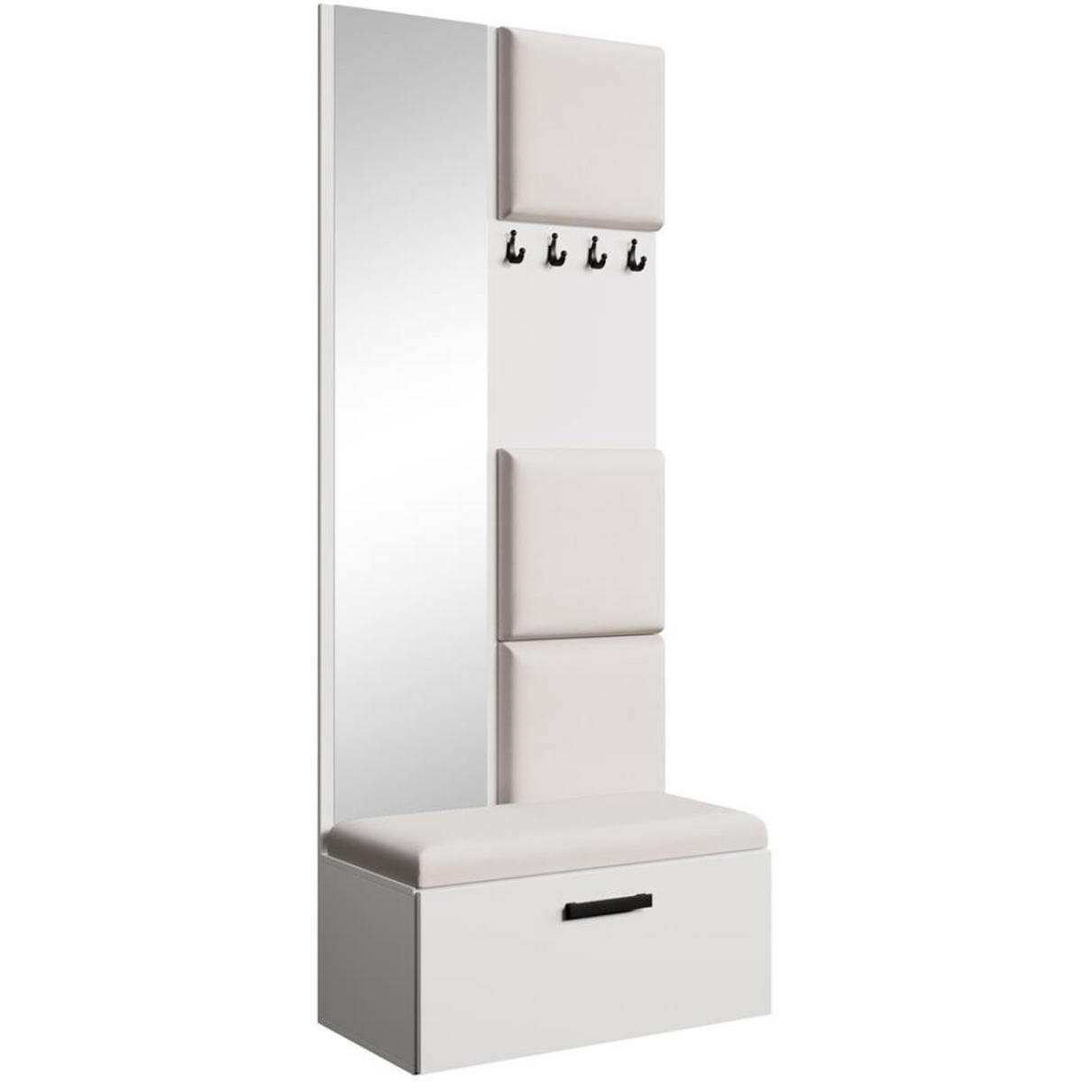 GARDEROBE Margaret III 81/203/43 mit gepolsterten Paneelen - Beige/Schwarz, Holzwerkstoff/Kunststoff (81/203/43cm) - Beautysofa