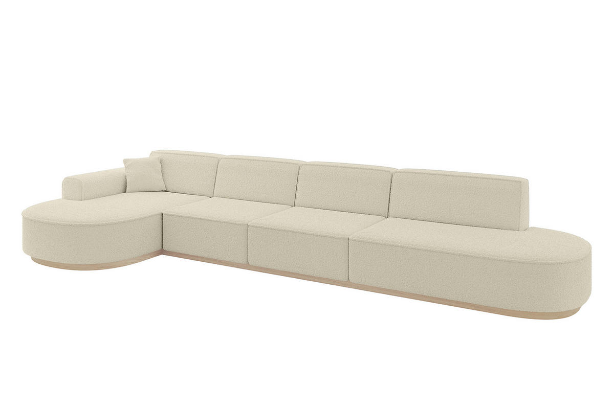 ECKSOFA Ottomane Links MARI-L3-v1 - 413x171x83 cm Beige Bouclé - Beige, Holzwerkstoff/Textil (413/171cm) - ALTDECOR