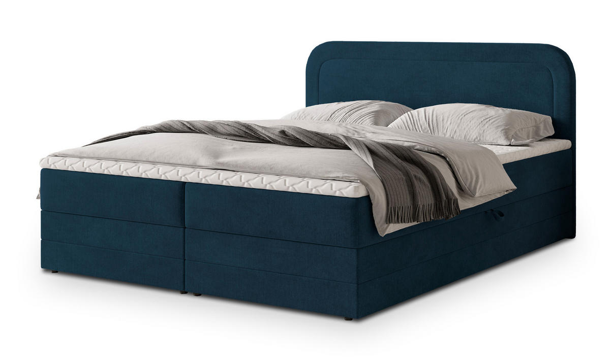 POSTEL BOXSPRING ARMEL 160x200 cm, s matrací a úložným prostorem, modrá - modrá, kompozitní dřevo/textil (160/200cm) - MASSENO
