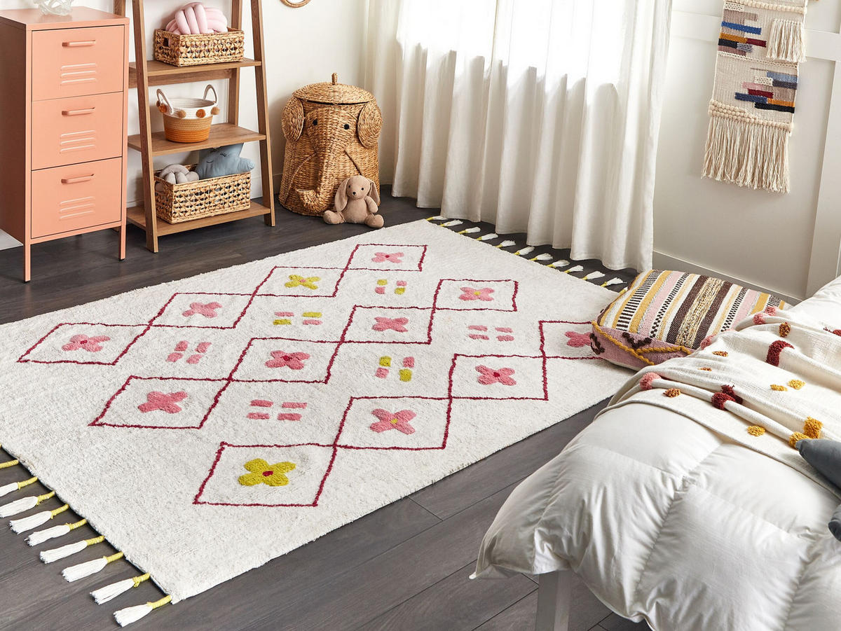 KURZFLOR-KINDERTEPPICH-CAVUS 230/160 cm - Weiß, Textil (160/230cm) - Beliani