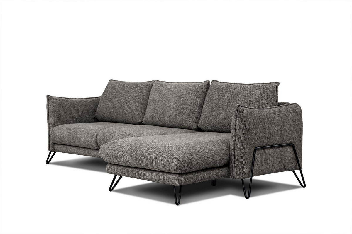 ECKSOFA HOSTEN 4-Sitzer, braun - Schwarz/Braun, Holzwerkstoff/Textil (269/158cm) - Courtois Laville