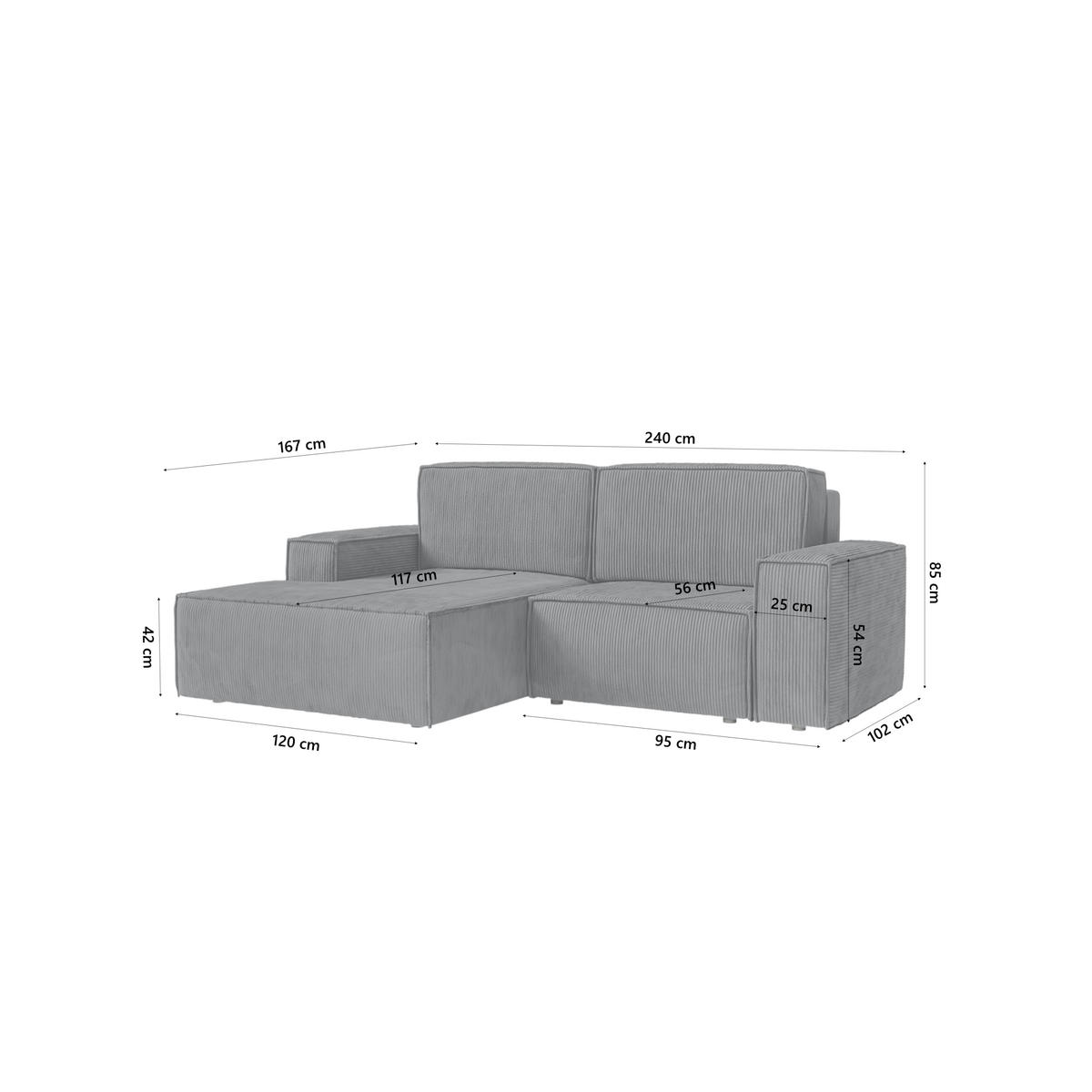 ECKSOFA KOKKO MINI mit Schlaffunktion, Anthrazit - Anthrazit, Textil (240/167cm) - Fedve