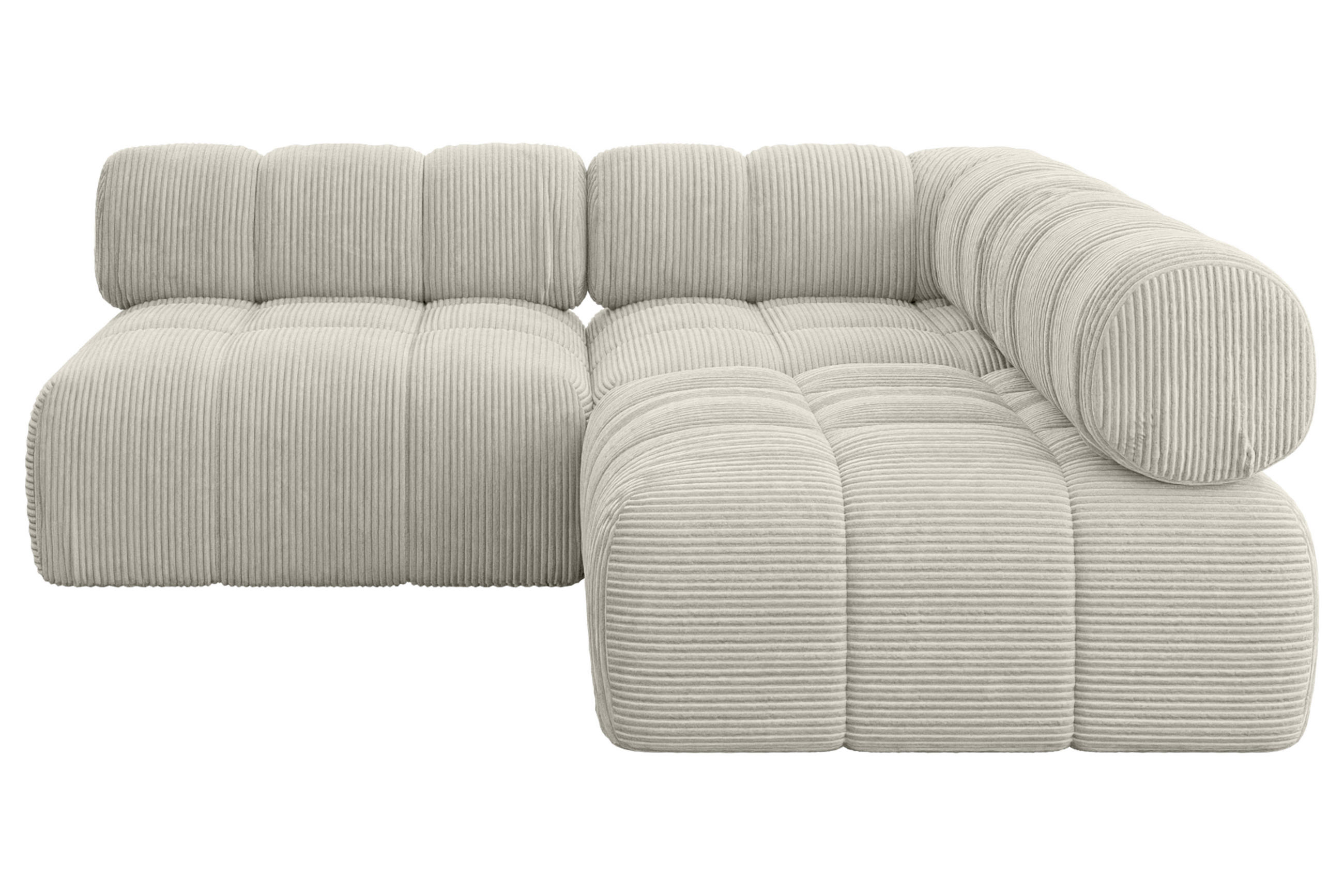 ECKSOFA modulares Sofa Samaro-L1 - 190x190x70 cm Creme Cord - Hellgrau/Creme, Holzwerkstoff/Textil (190/190cm) - ALTDECOR