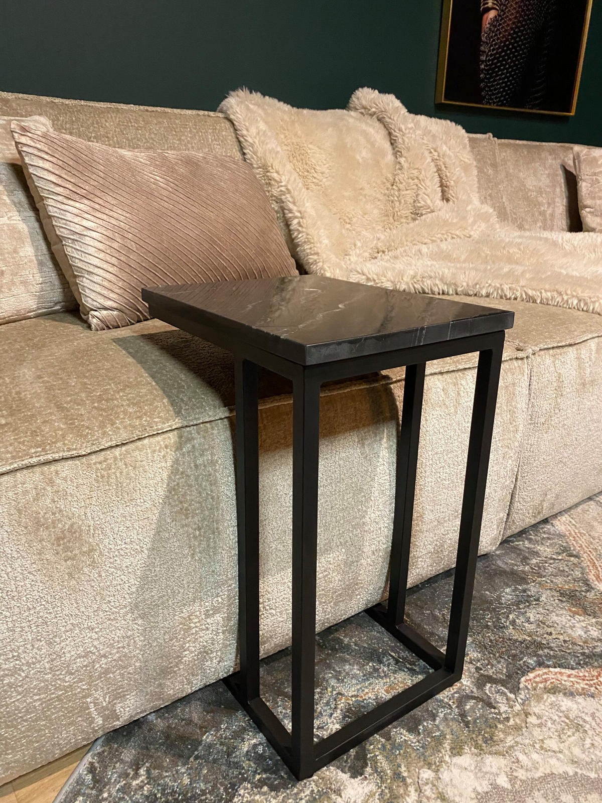 BEISTELLTISCH Astra Marmor 40 cm / 30 cm Schwarz - Schwarz, Stein (30/40/54cm) - Villa Möbel
