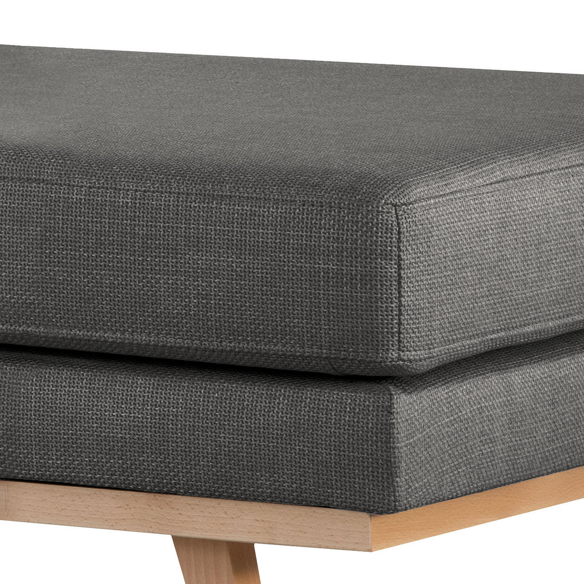 POLSTERHOCKER - Dunkelgrau/Buchefarben, Buchenholz/Textil (85/43/60cm) - home24