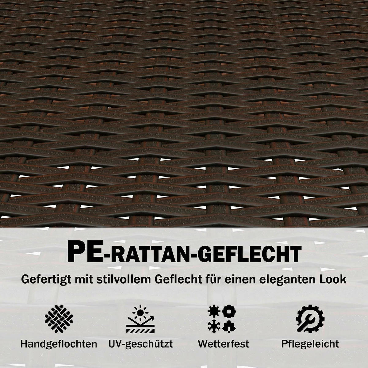 SITZGRUPPE 3-teilig aus PE-Rattan Stahl Cremeweiß - Creme/Braun, Kunststoff/Textil - Outsunny
