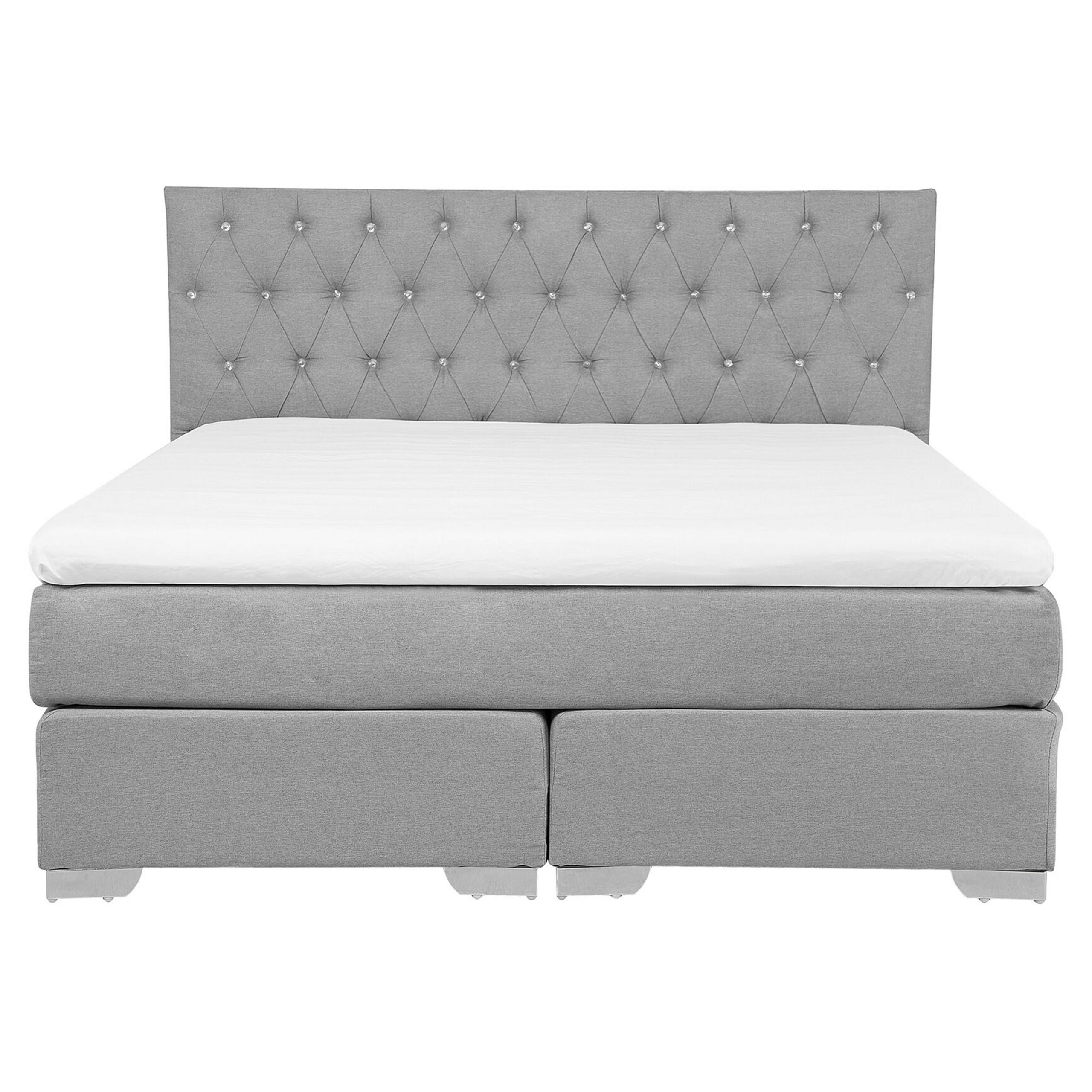 BOXSPRINGBETT 160/200cm Hellgrau Duchess - Hellgrau, Textil (160/200cm) - Beliani