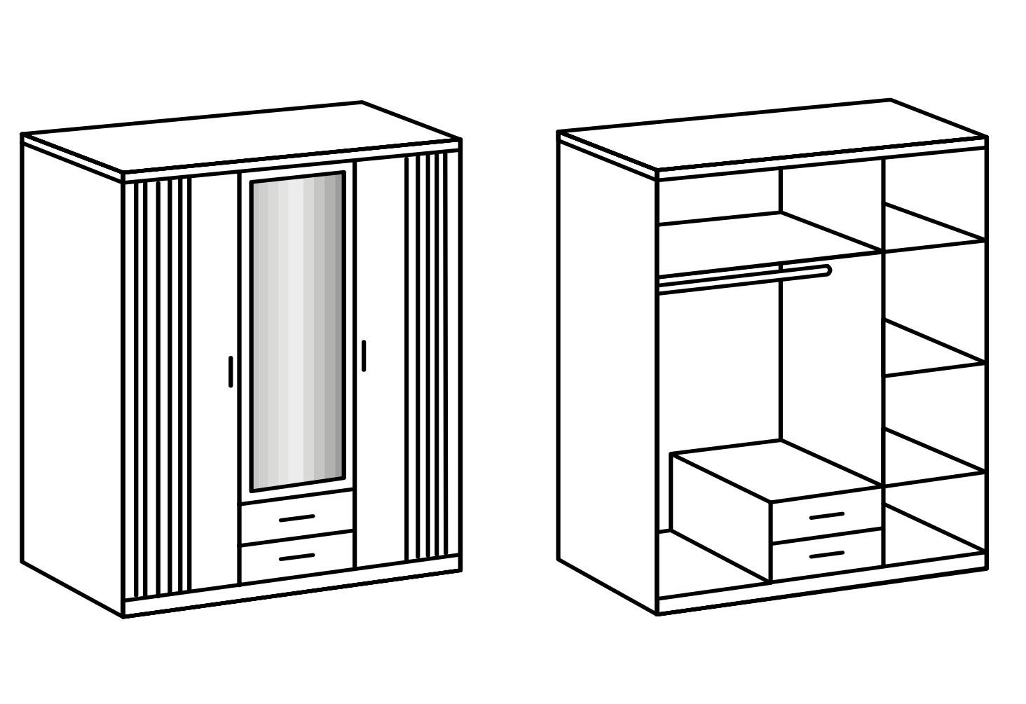KLEIDERSCHRANK Rügen in Weiß und Artisan Eiche – mit Akustiklamellen - Drehtürenschrank - Weiß, Holzwerkstoff (135/199/58cm)
