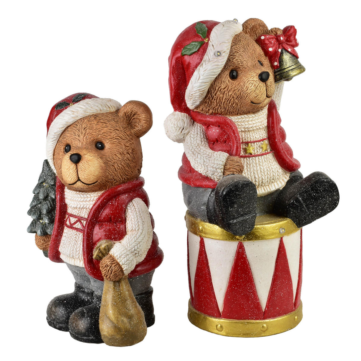 WEIHNACHTSFIGUR SANTA LILA Mehrfarbig LED - Rot, Keramik (24/53/27cm) - Mondex