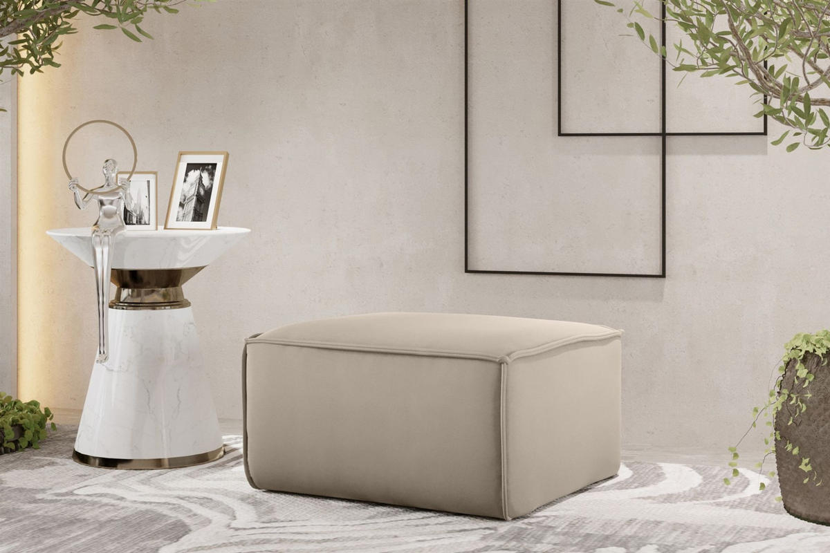 POLSTERHOCKER Celes Prem.65 Op. Velvet - Beige, Holzwerkstoff/Textil (65/40/65cm) - Fun Möbel