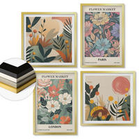 WANDBILDER 4er Set - 50x50 cm & 40x60 cm Goldrahmen - Blumenposter Paris London - Goldfarben, Kunststoff (50/50cm) - ArtPrintCave