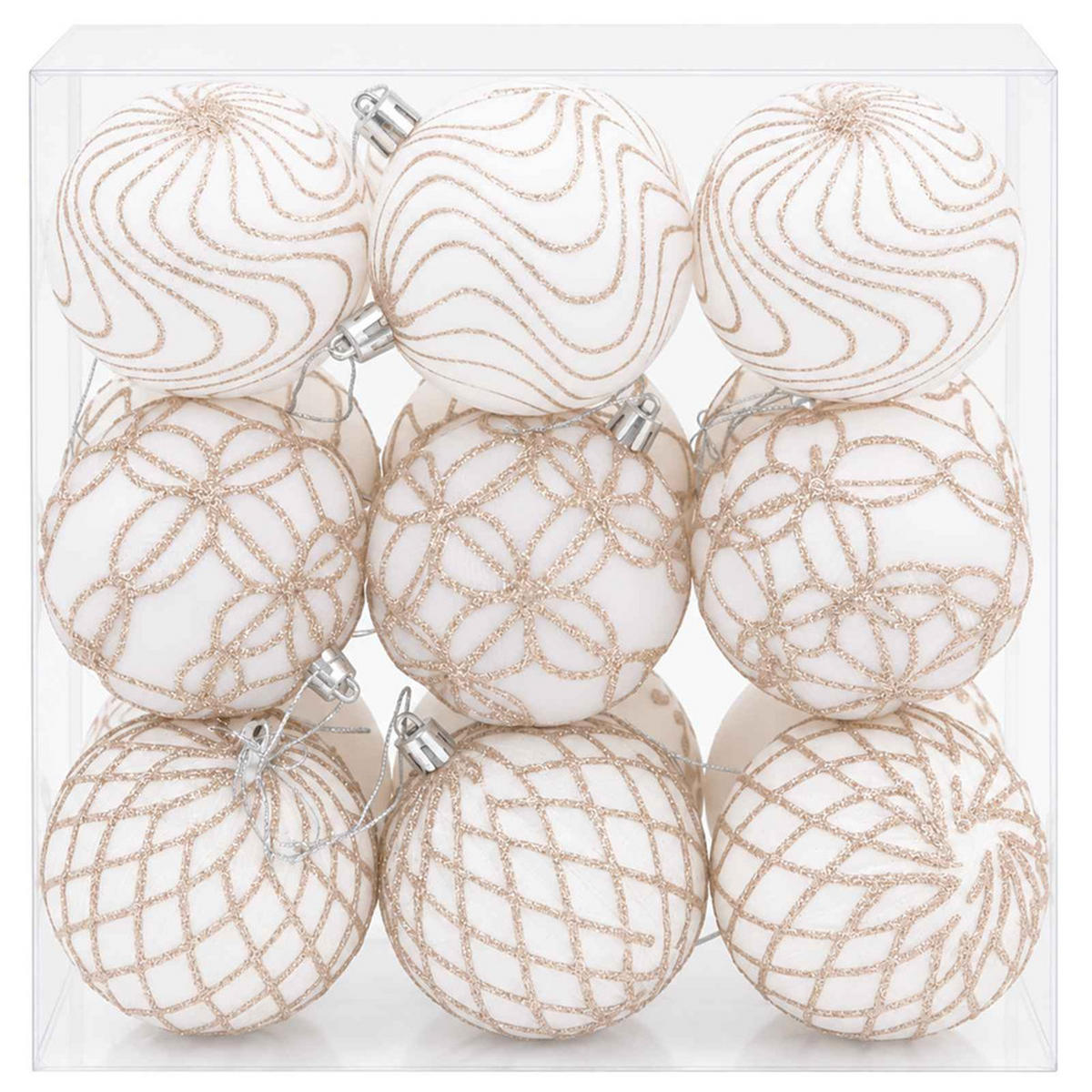 WEIHNACHTSKUGELSET XL 18 -teilig 8 cm Weiß Polystyrol - Weiß, Kunststoff (8/8/8cm) - vidaXL