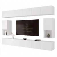 WOHNWAND ANGEL LINE IV 4-teilig, mit LED-Beleuchtung, Weiß matt - Weiß, Holzwerkstoff (300/162/40cm) - Idohome
