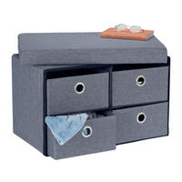 SITZBANK - Grau, Holzwerkstoff/Textil (60/39/38cm) - Relaxdays