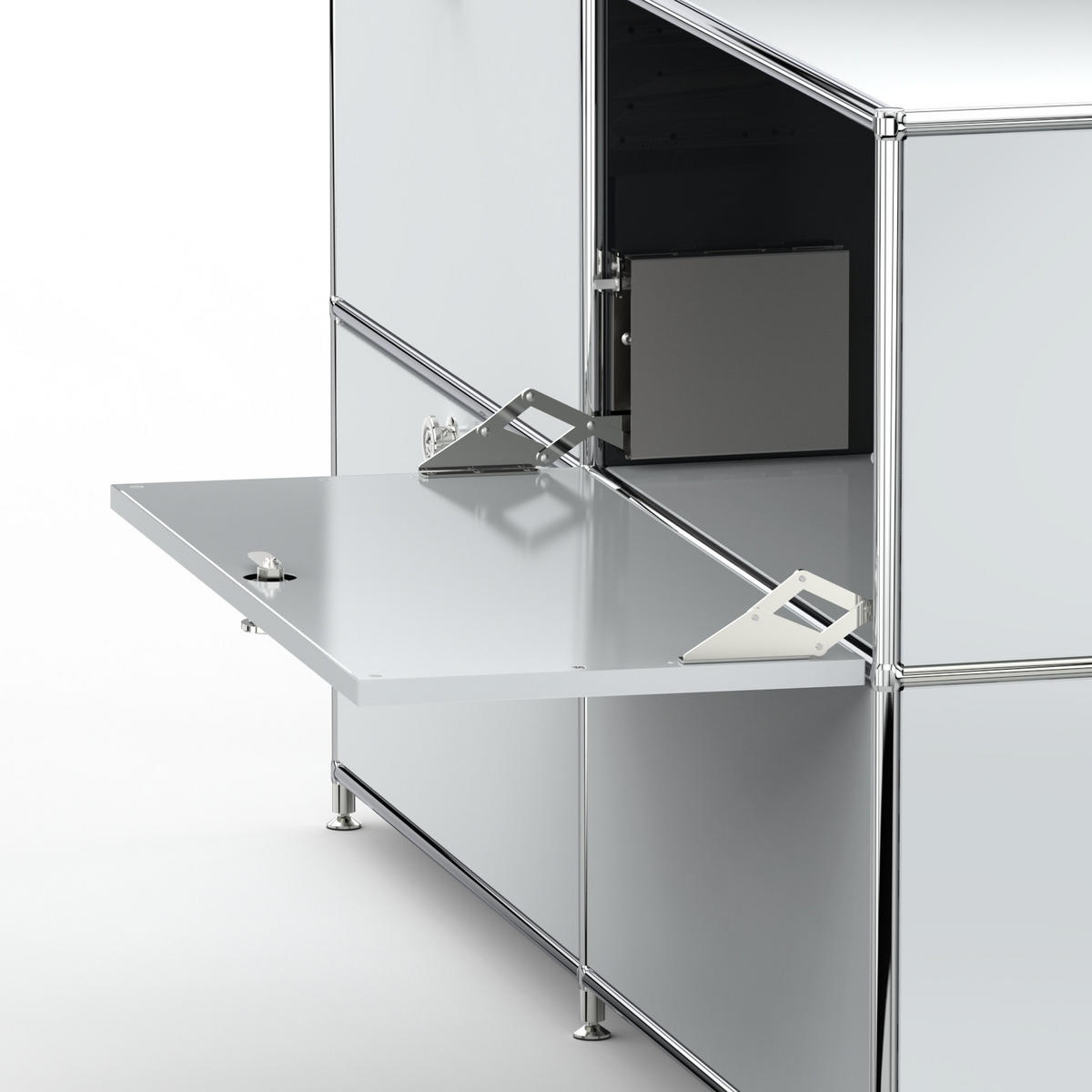 HOCHSCHRANK, 6 Klappen, Schloss, Breite 152 cm, Lichtgrau - Chromfarben/Silberfarben, Metall (40/118/152.2cm) - Versee
