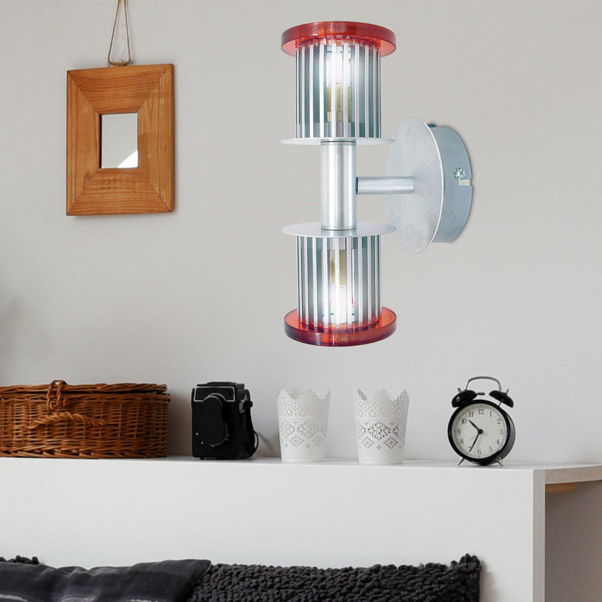 WANDLEUCHTE HOKKAIDO Aluminium Silber - Silberfarben, Glas (12/22/12cm) - Globo Lighting