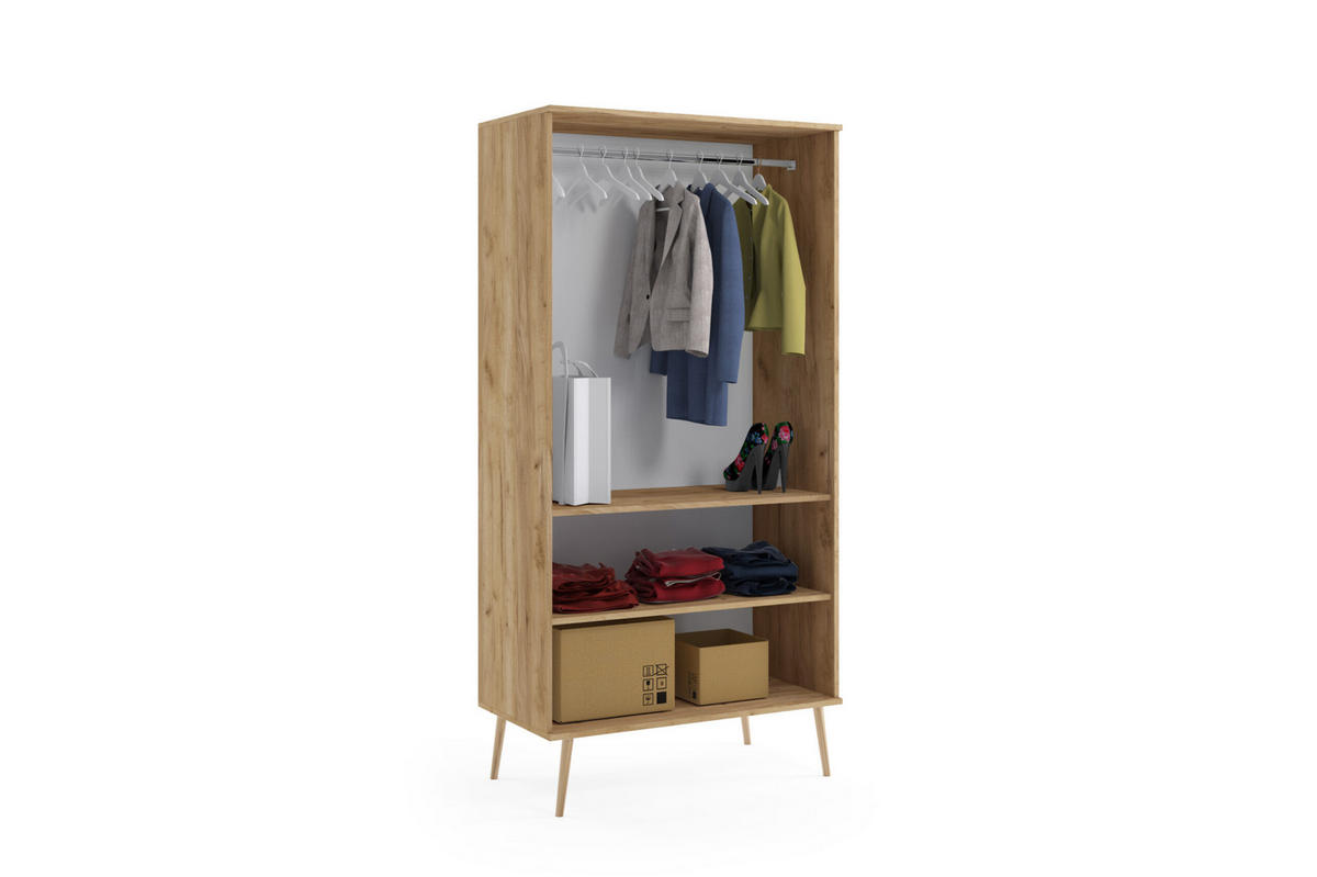 KLEIDERSCHRANK Schrank Kriml Eichenfarbe 180x202 cm - Sonoma Eiche, Holz (52/202/180cm) - Fedve