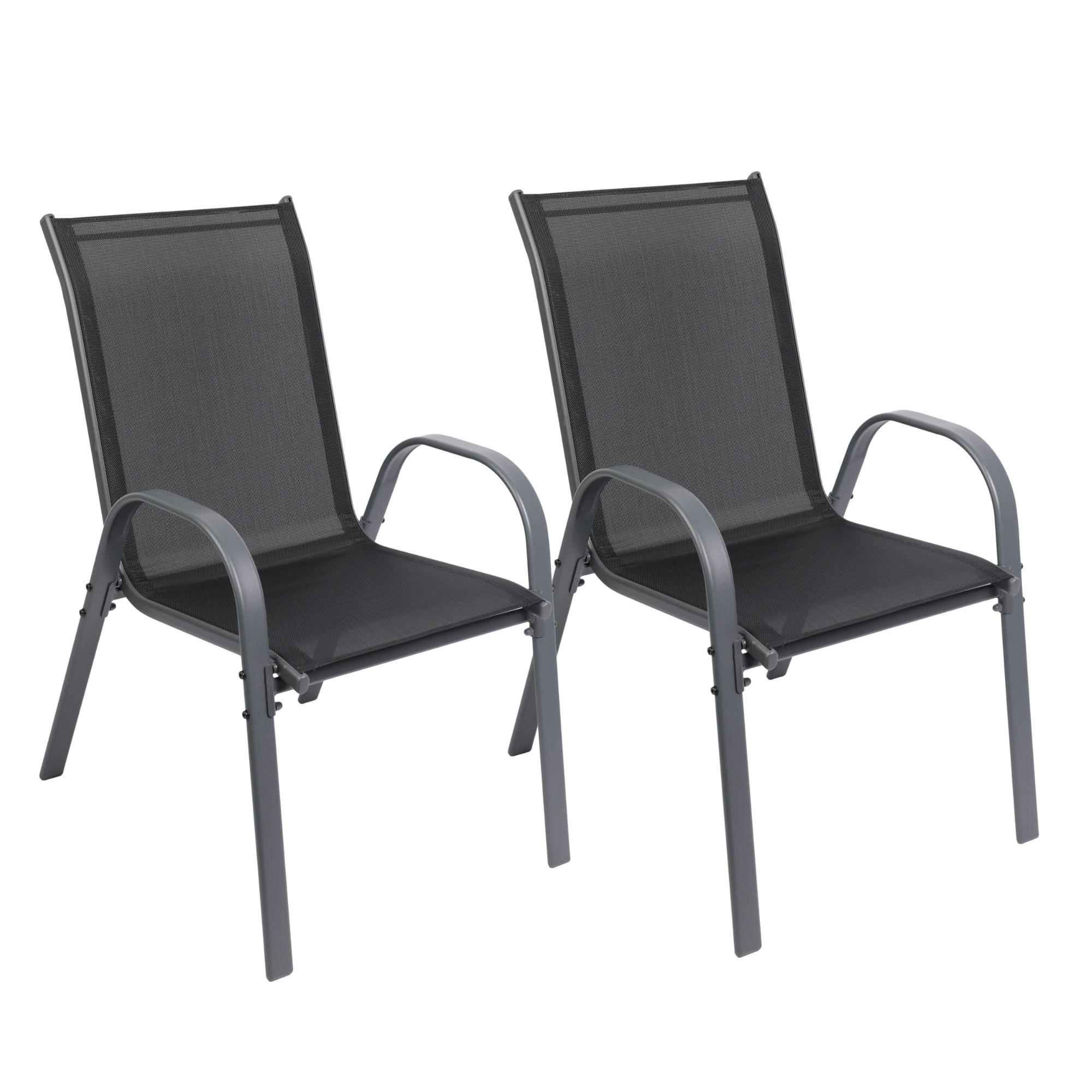 GARTENSTUHL KUBA stapelbar, 2er Set - Anthrazit, Metall (54/84/64cm) - Albatros