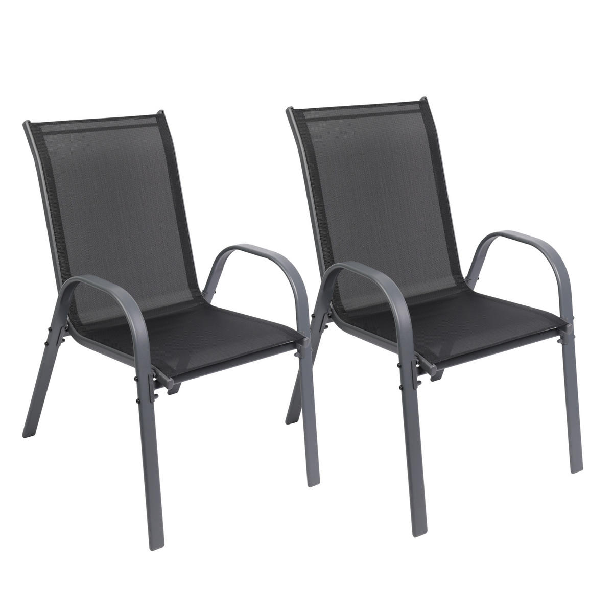 GARTENSTUHL KUBA stapelbar, 2er Set - Anthrazit, Metall (54/84/64cm) - Albatros
