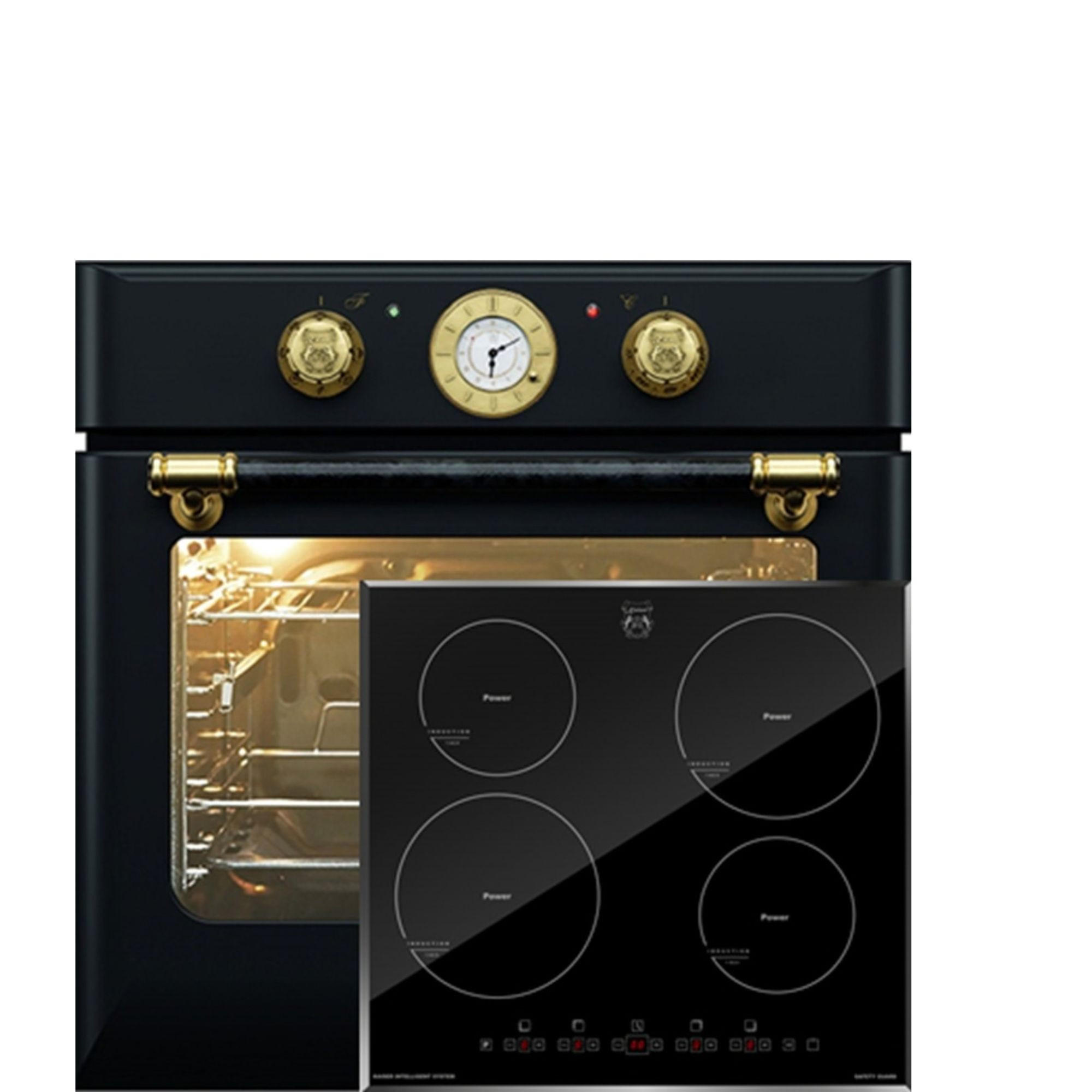 EINBAU-BACKOFEN Elektro 60 cm EH 6432 BE+KCT 6105 FI Induktionskochfeld 60 cm - Schwarz, Metall (59/59/54cm) - Kaiser Küchengeräte