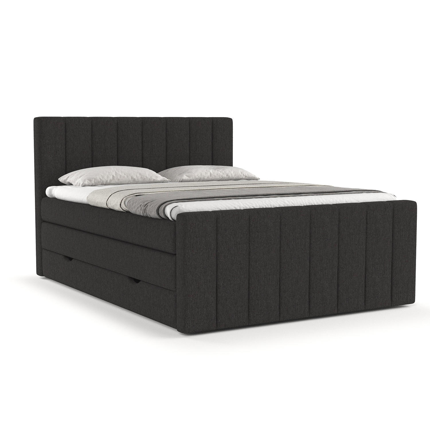 BOXSPRINGBETT Ruby Schwarz 200/200 cm mit Matratze und Topper - Schwarz, Holz/Holzwerkstoff (200/200cm) - Maison de Reve