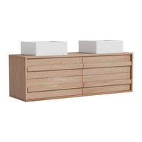 DOPPELWASCHTISCH - 150 cmcm x 46 cmcm - Holz, Platte - Naturfarben Hell - SARLO - Naturfarben, Holz (150/50/46cm) - Vente-Unique