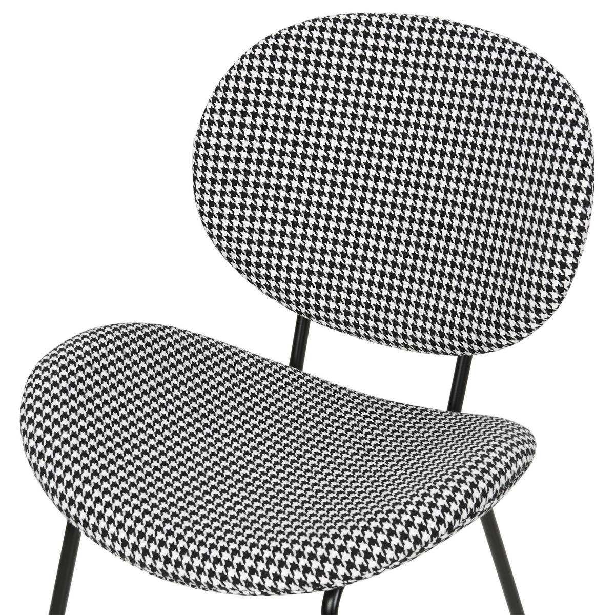 ESSZIMMERSTUHL 2er-Set Hahnentrittmuster schwarz/weiß Luana - Schwarz/Weiß, Textil (50/80/52cm) - Beliani