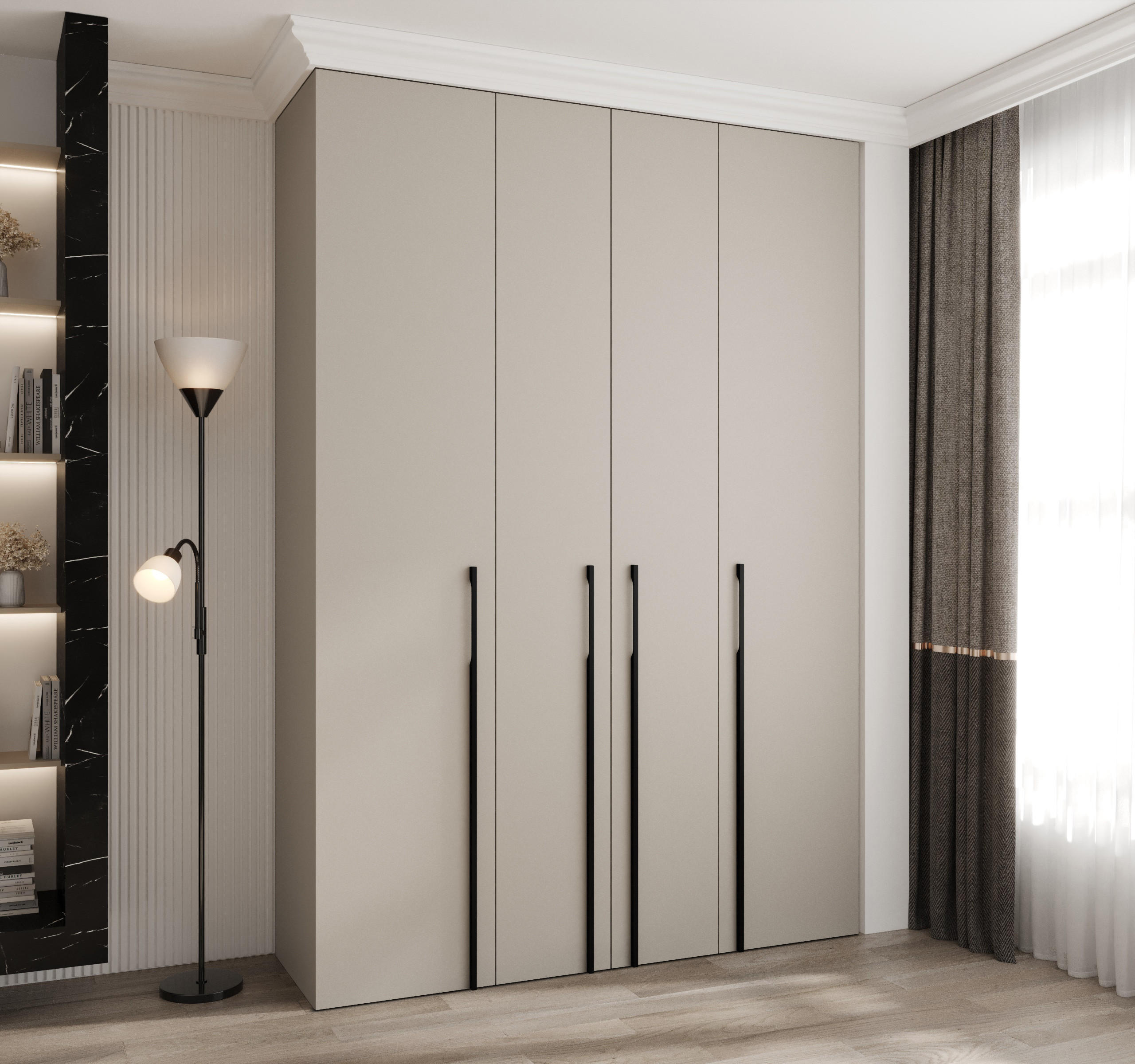DREHTÜRENSCHRANK 245,5/170/40 4-türig - Kaschmir/Schwarz, Holz/Metall (170/245.5/40cm) - Abiks Möbel