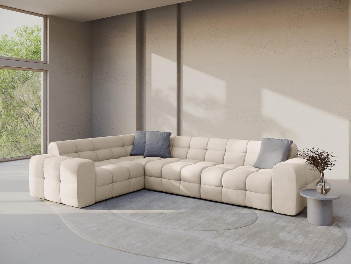 ECKSOFA links Kendal aus strukturiertem Stoff beige 6 Sitzplätze - Beige, Textil (231/332cm) - Micadoni
