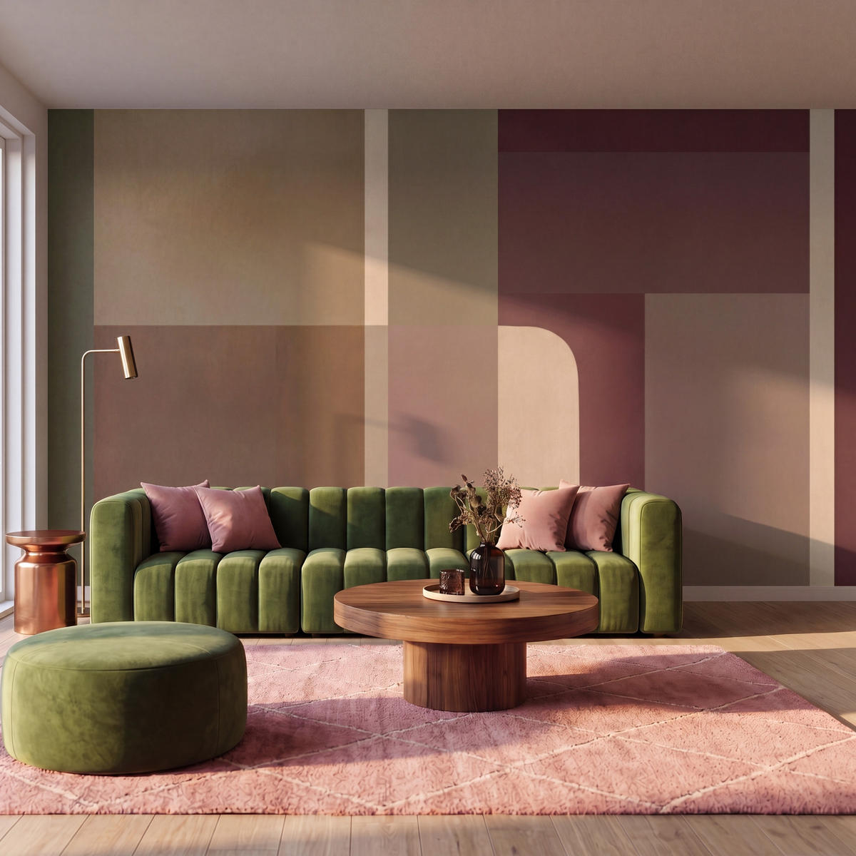 TAPETE - Unis - Abstrakt - Bordeaux - Linien - 450x280 cm - Multicolor, Papier (450/280cm) - OnlyWow