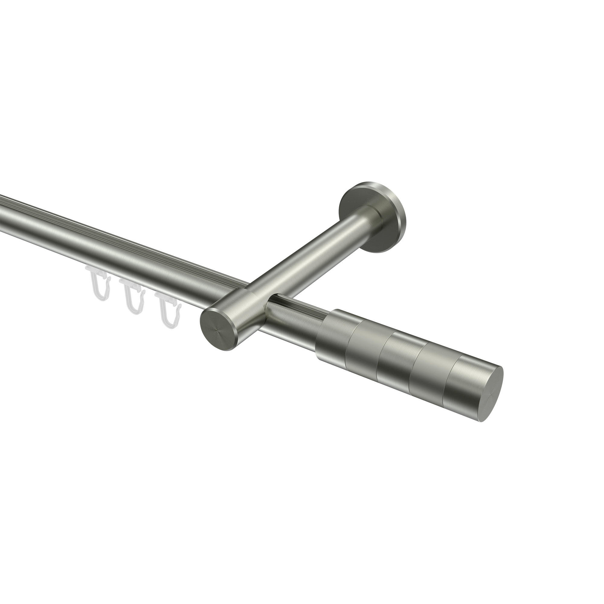 INNENLAUF-GARDINENSTANGEN-SET Prestige Mavell 420 cm (geteilt in 3 x 140 cm), 1-läufig, 20 mm Ø Edelstahl-Optik - Edelstahlfarben/Silberfarben, Metall (420cm) - INTERDECO