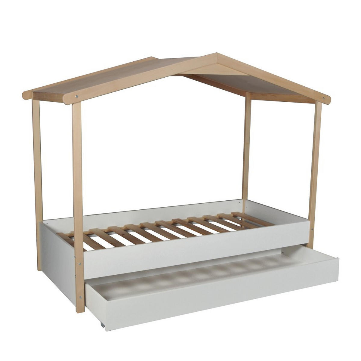 HAUSBETT CASTEL MIT SCHUBLADE/ SPIELBETT 90x190 - Weiß und naturfarben - Multicolor, Holz (90/190cm) - Weber Industries