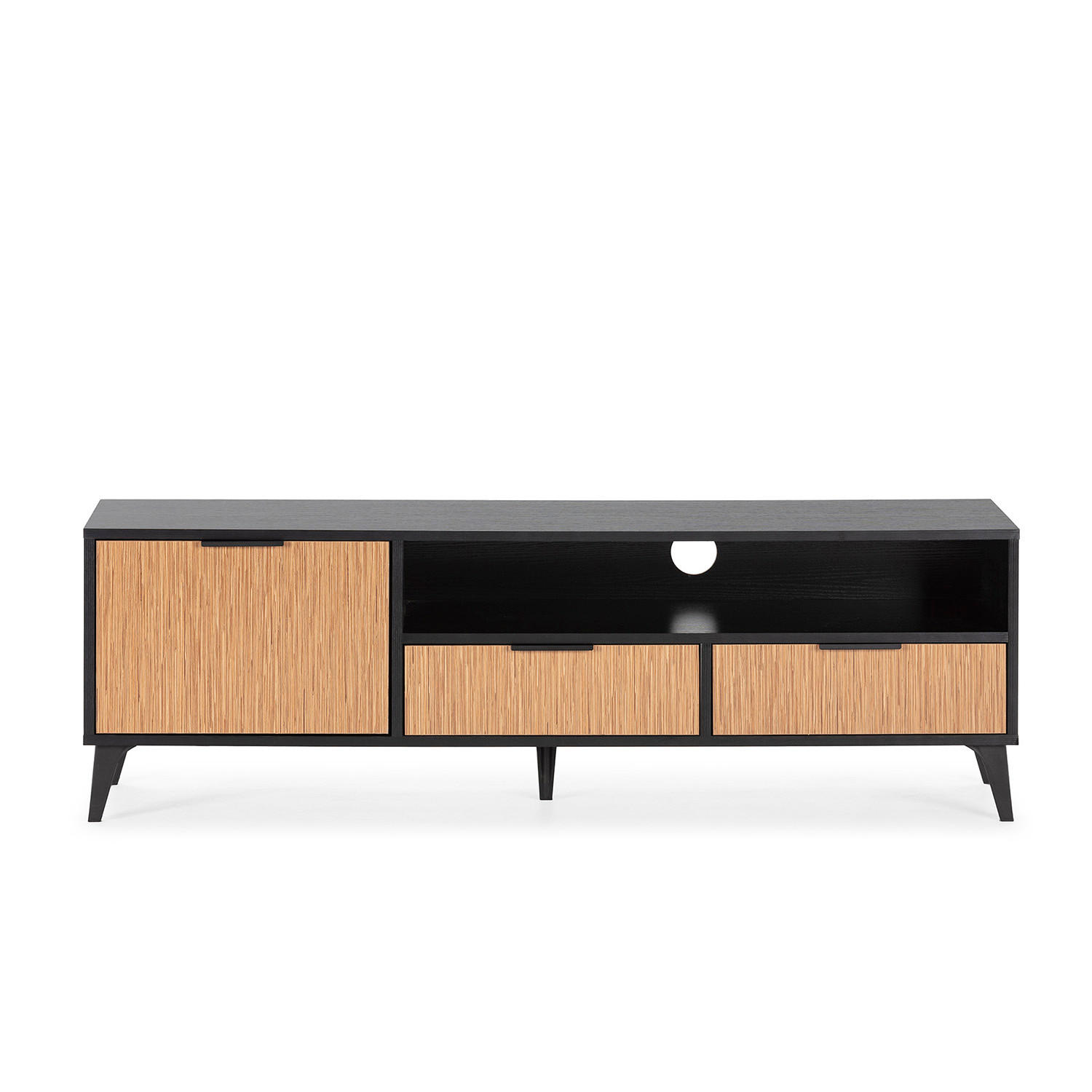 TV-ELEMENT Denis, Schwarz/Holzfarbe - Schwarz, Holzwerkstoff (136/44/40cm) - VS Venta-stock