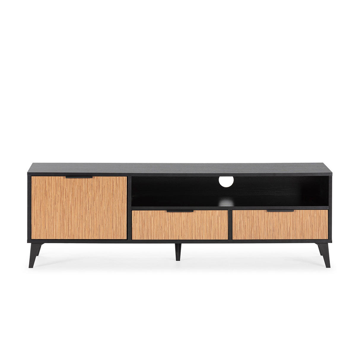 TV-ELEMENT Denis, Schwarz/Holzfarbe - Schwarz, Holzwerkstoff (136/44/40cm) - VS Venta-stock