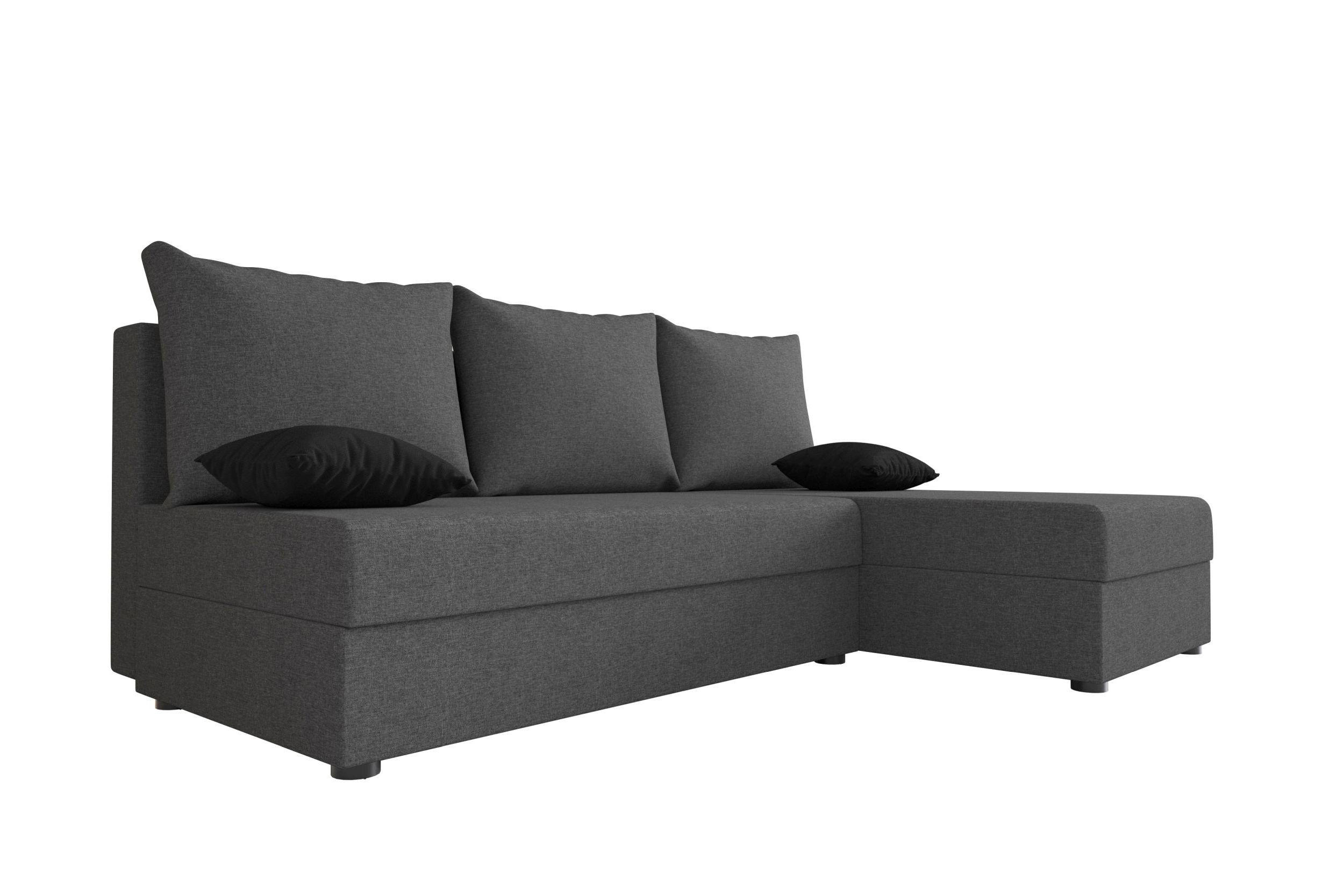 ECKSOFA HEWLET L Sawana 05 Rechts mit Schlaffunktion - Grau, Textil (200/140cm) - Bedante