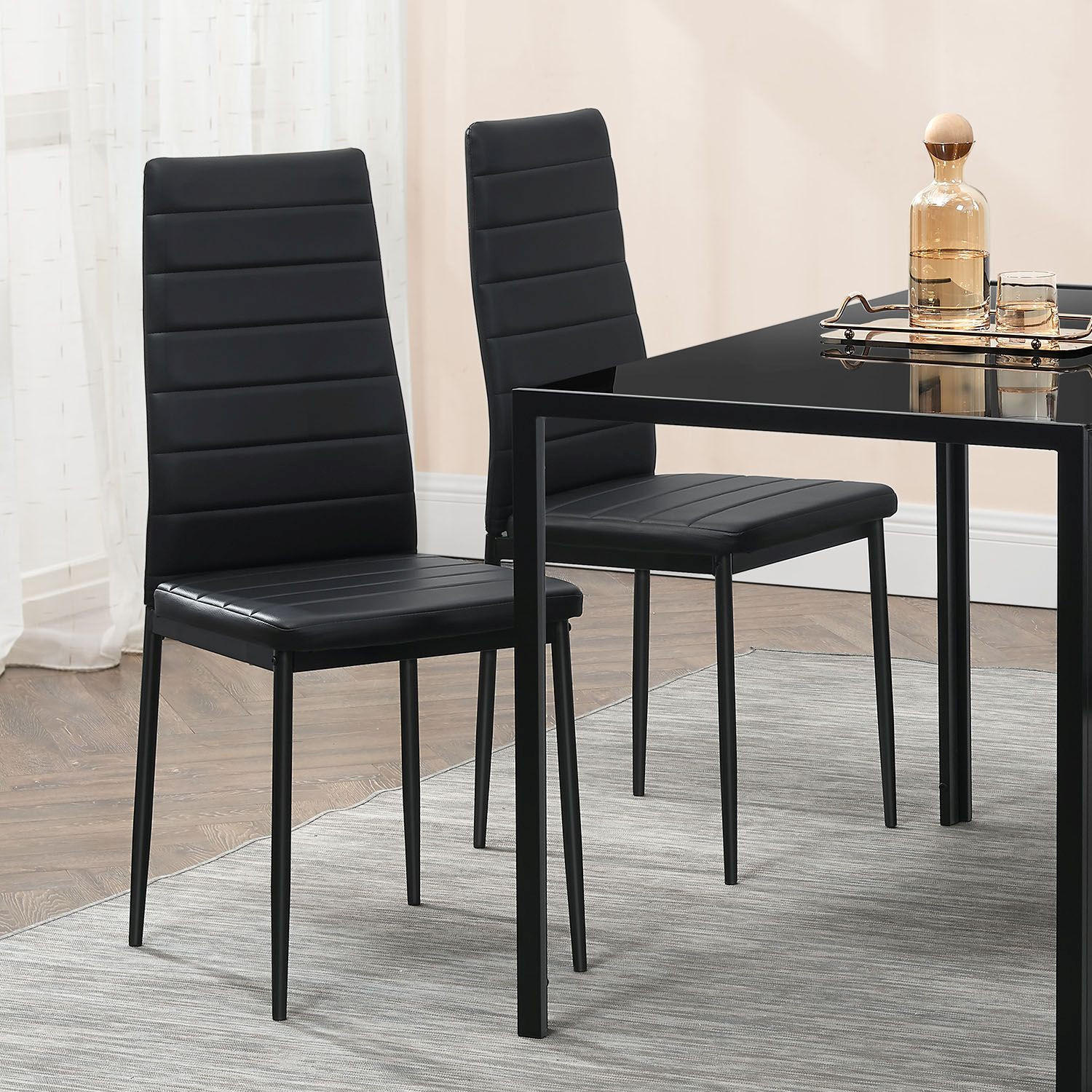 ESSZIMMERSTUHL Loja 2er-Set schwarz - Schwarz, Metall (41/96/49cm) - Juskys